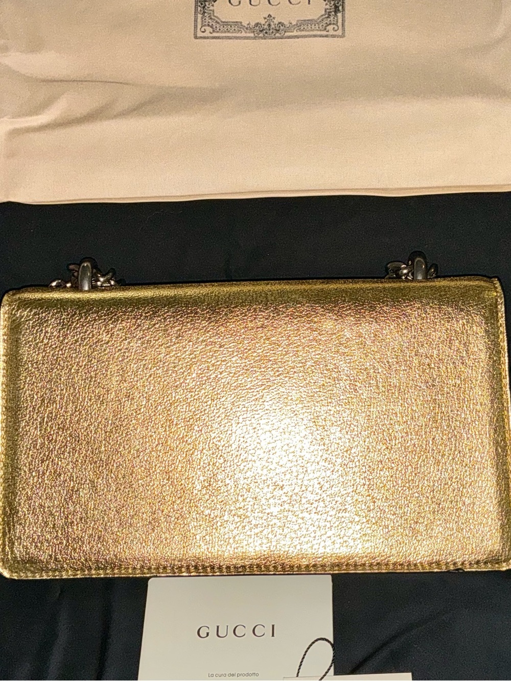 Source Unknown Metallic Gold Shoulder Bag with Chain Strap